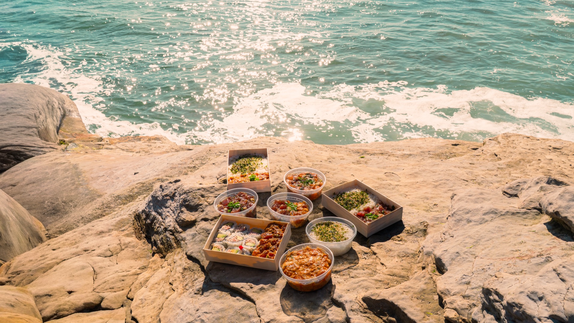 poke bowls and sushi on the rocky Santa Cruz coast